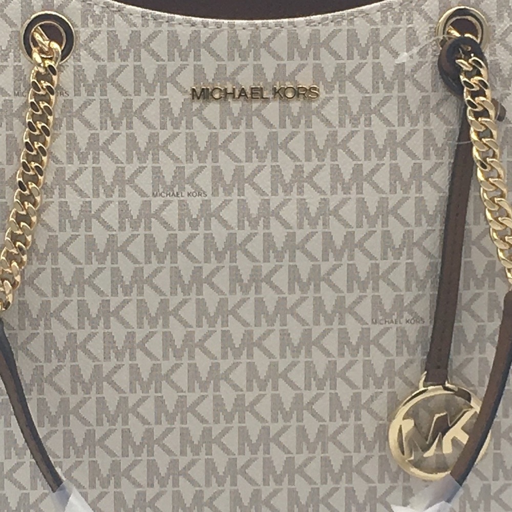 MICHAEL KORS LG CHAIN SHOULDER TOTE VANILLA - Picture 10 of 16